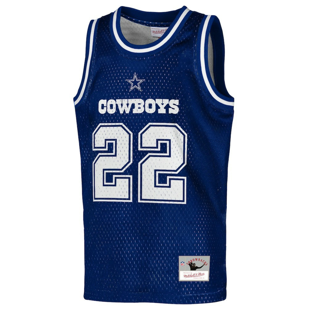 Emmitt Smith Dallas Cowboys Youth Retired Player NFL Basketball Fashion Jersey - Navy - Mitchell & Ness