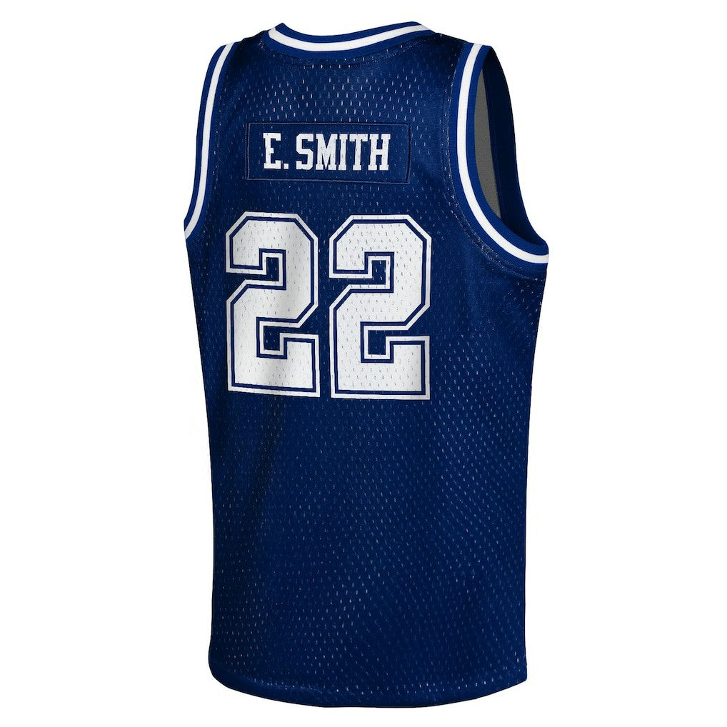 Emmitt Smith Dallas Cowboys Youth Retired Player NFL Basketball Fashion Jersey - Navy - Mitchell & Ness