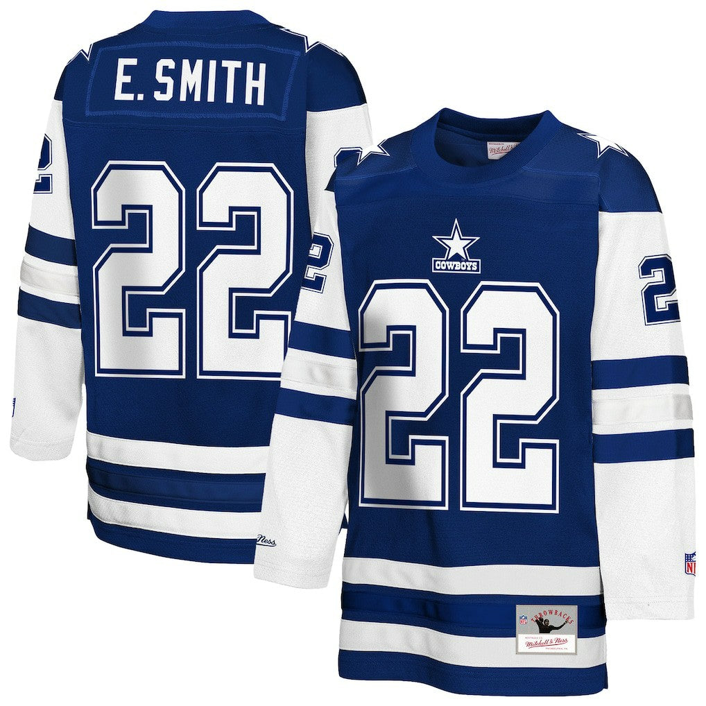Emmitt Smith Dallas Cowboys Youth Hockey Fashion Jersey - Navy - Mitchell & Ness