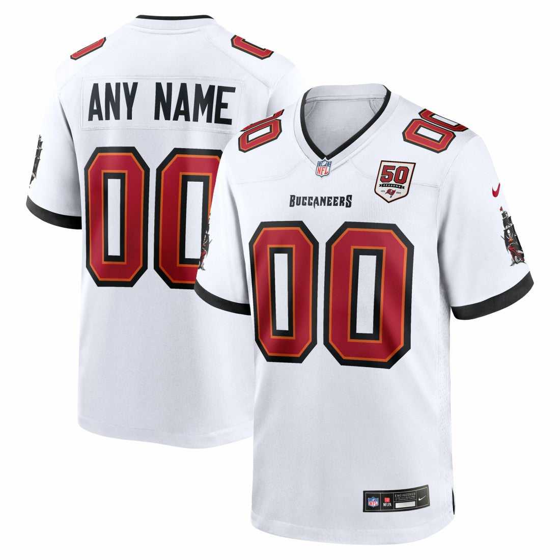 Tampa Bay Buccaneers 50th Season Custom Game Jersey - White - Nike