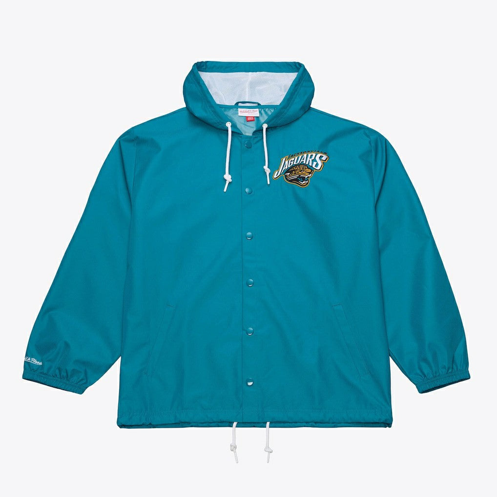Jacksonville Jaguars Coaches Full-Snap Hooded Windbreaker Jacket - Teal - Mitchell & Ness