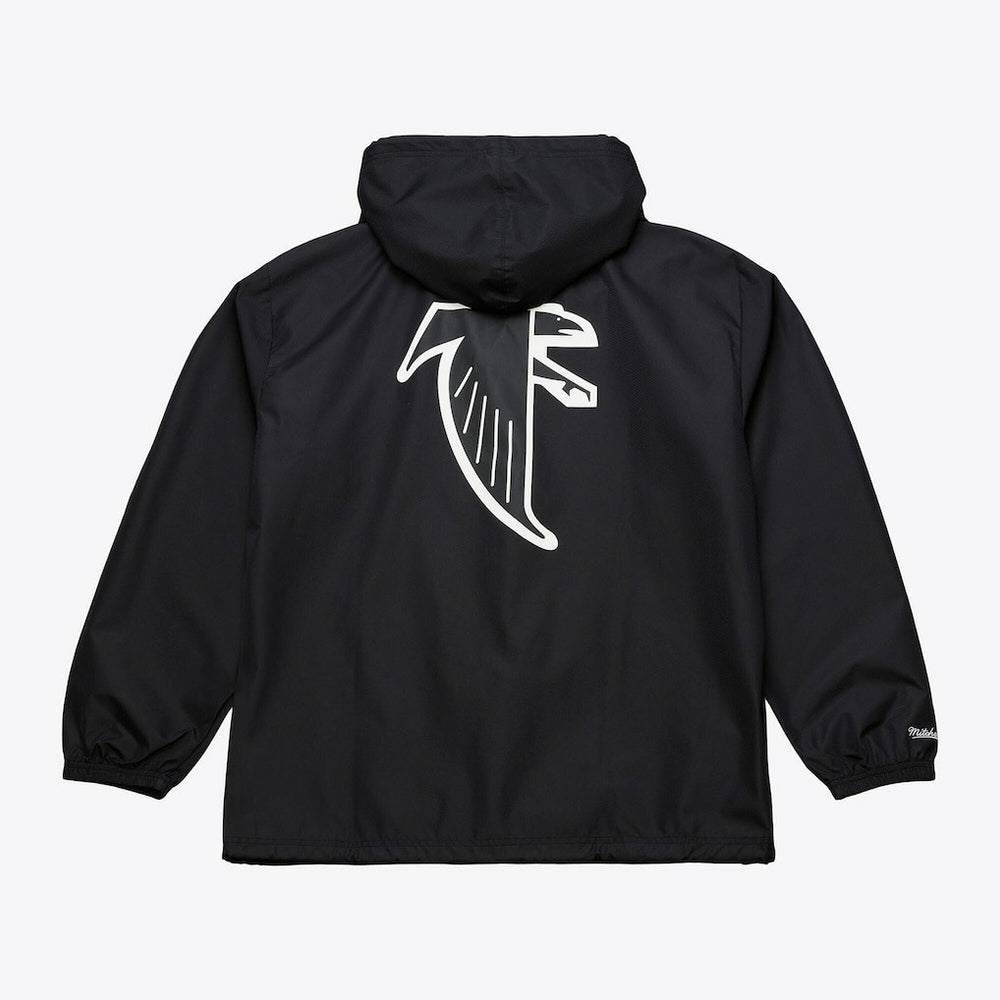 Atlanta Falcons Coaches Full-Snap Hooded Windbreaker Jacket - Black - Mitchell & Ness