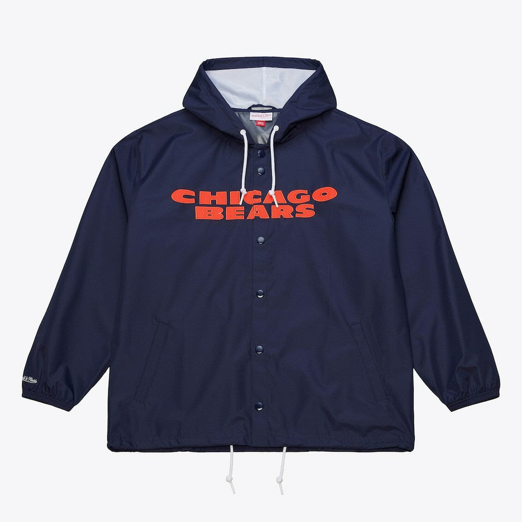 Chicago Bears Coaches Full-Snap Hooded Windbreaker Jacket - Navy - Mitchell & Ness