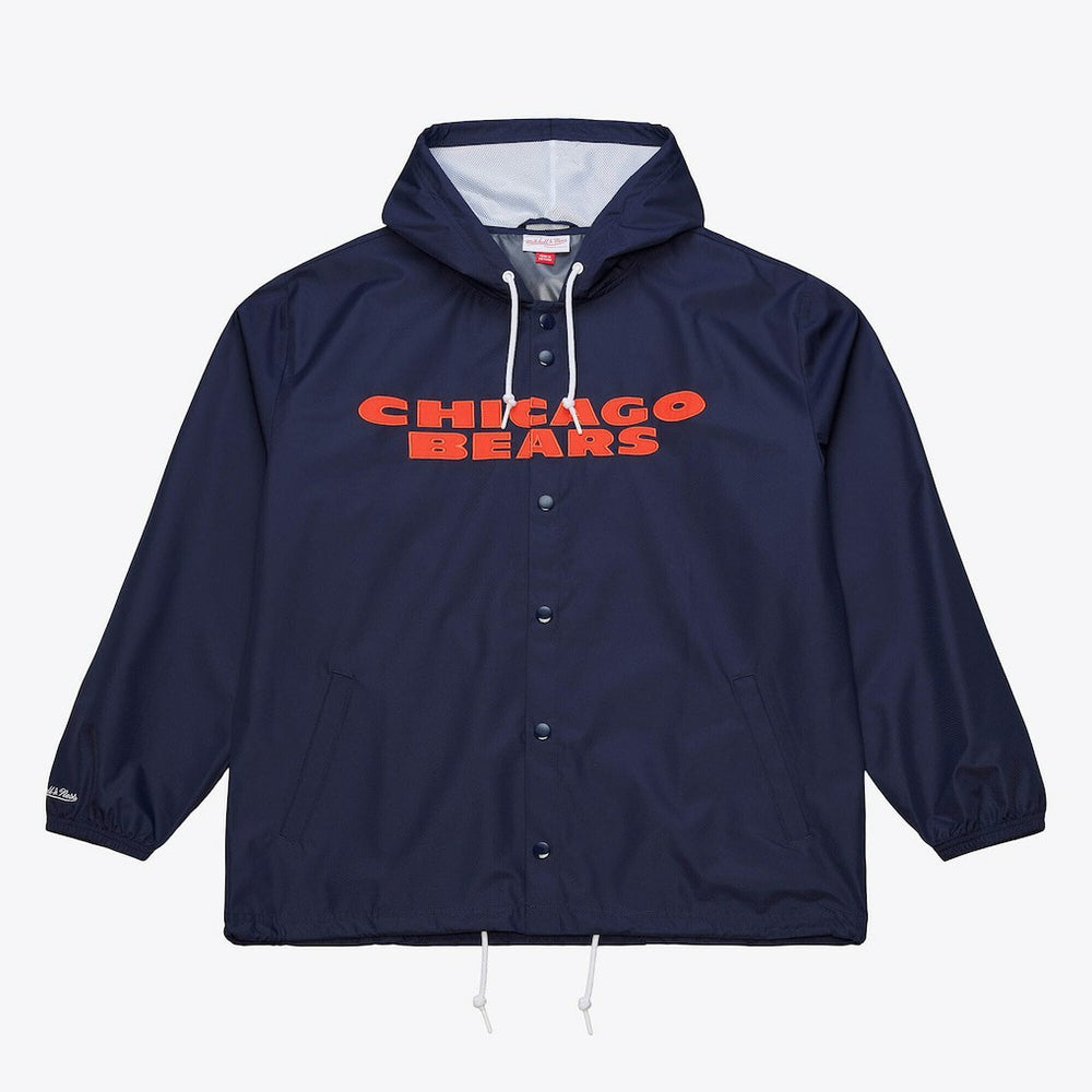 Chicago Bears Coaches Full-Snap Hooded Windbreaker Jacket - Navy - Mitchell & Ness