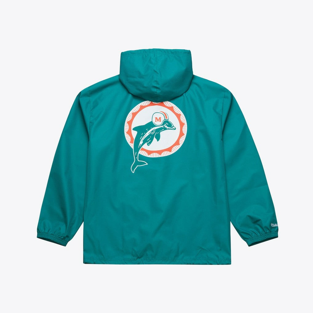 Miami Dolphins Coaches Full-Snap Hooded Windbreaker Jacket - Aqua - Mitchell & Ness