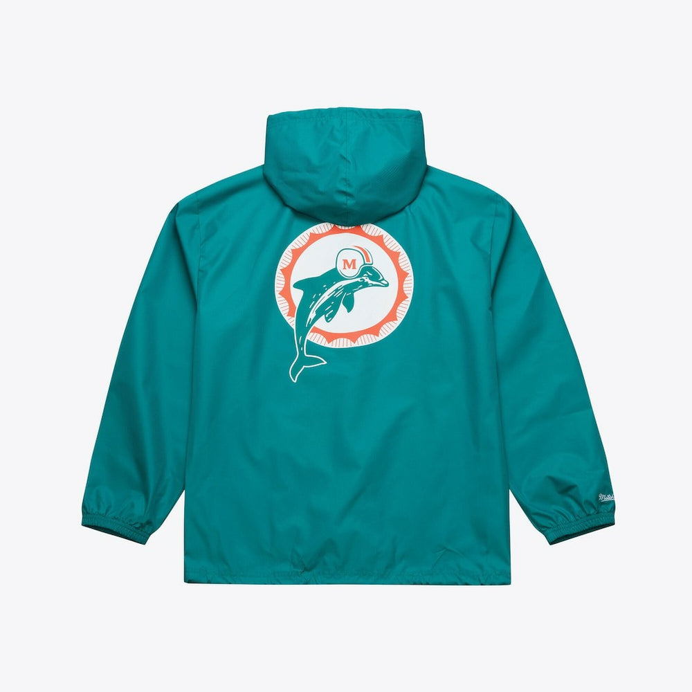 Miami Dolphins Coaches Full-Snap Hooded Windbreaker Jacket - Aqua - Mitchell & Ness