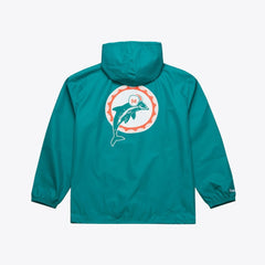 Miami Dolphins Coaches Full-Snap Hooded Windbreaker Jacket - Aqua - Mitchell & Ness