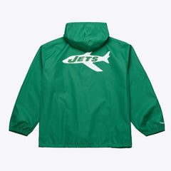 New York Jets Coaches Full-Snap Hooded Windbreaker Jacket - Green - Mitchell & Ness