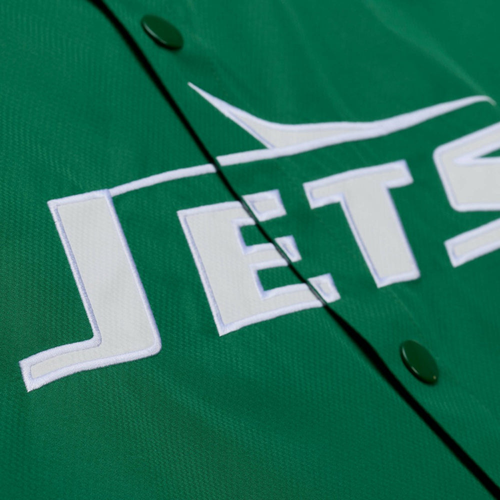 New York Jets Coaches Full-Snap Hooded Windbreaker Jacket - Green - Mitchell & Ness