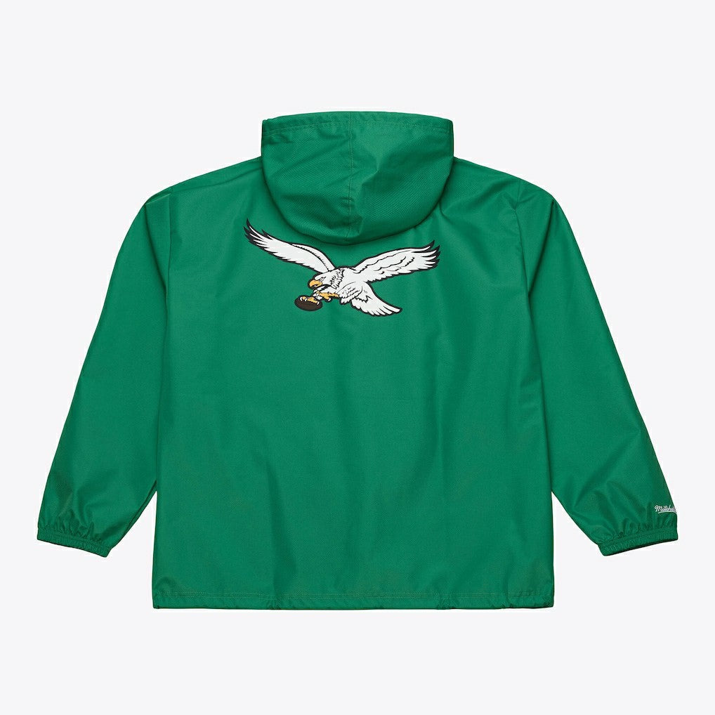 Philadelphia Eagles Coaches Full-Snap Hooded Windbreaker Jacket - Kelly Green - Mitchell & Ness
