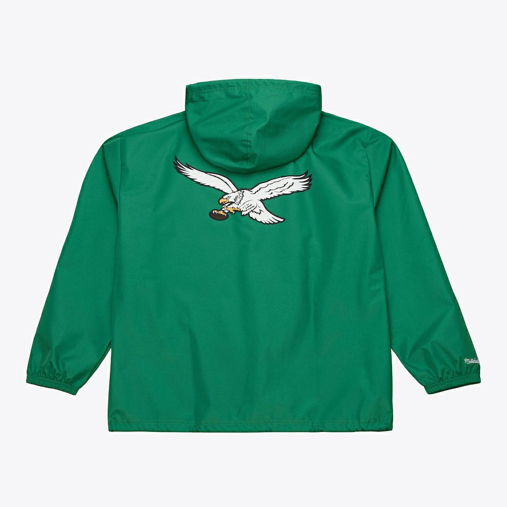 Philadelphia Eagles Coaches Full-Snap Hooded Windbreaker Jacket - Kelly Green - Mitchell & Ness