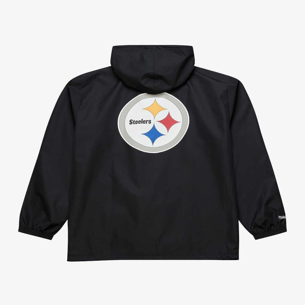 Pittsburgh Steelers Coaches Full-Snap Hooded Windbreaker Jacket - Black - Mitchell & Ness