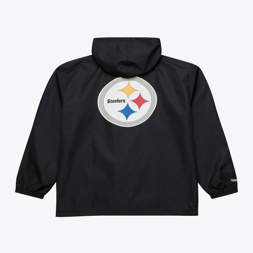 Pittsburgh Steelers Coaches Full-Snap Hooded Windbreaker Jacket - Black - Mitchell & Ness