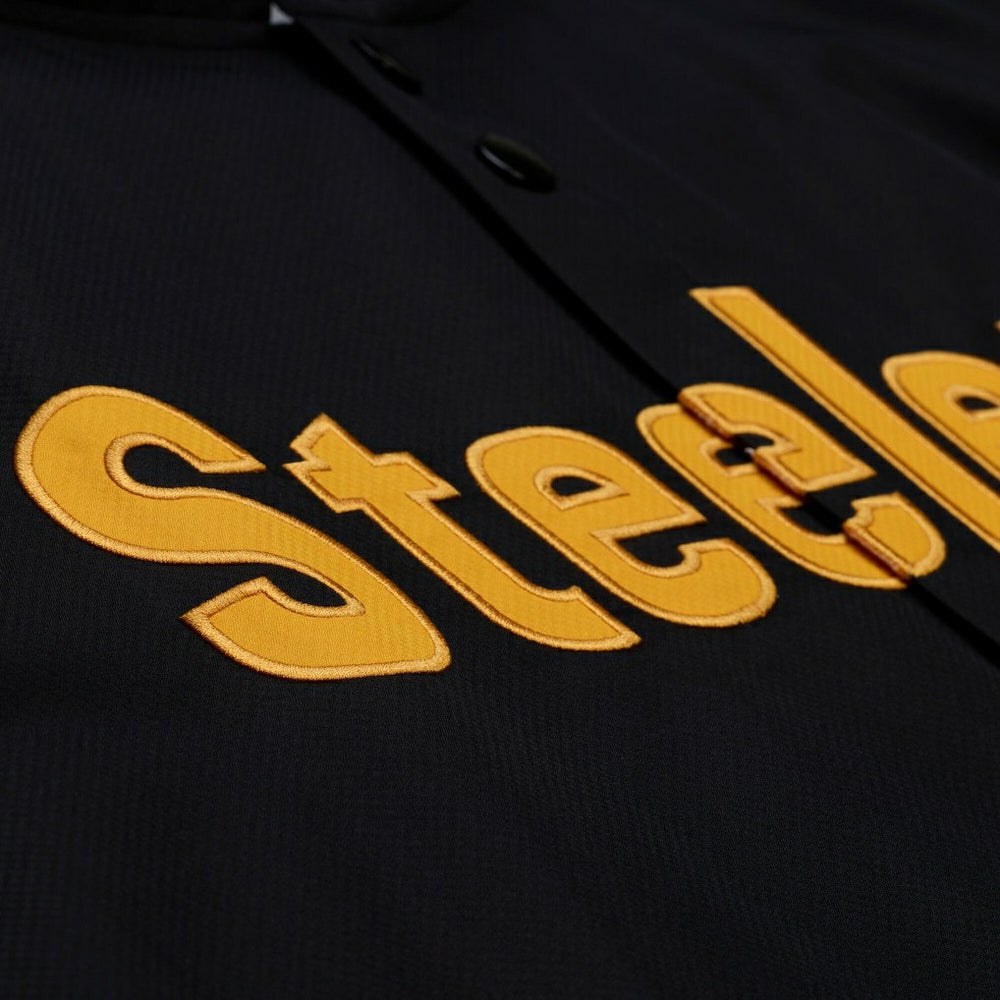 Pittsburgh Steelers Coaches Full-Snap Hooded Windbreaker Jacket - Black - Mitchell & Ness