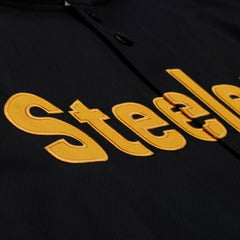 Pittsburgh Steelers Coaches Full-Snap Hooded Windbreaker Jacket - Black - Mitchell & Ness