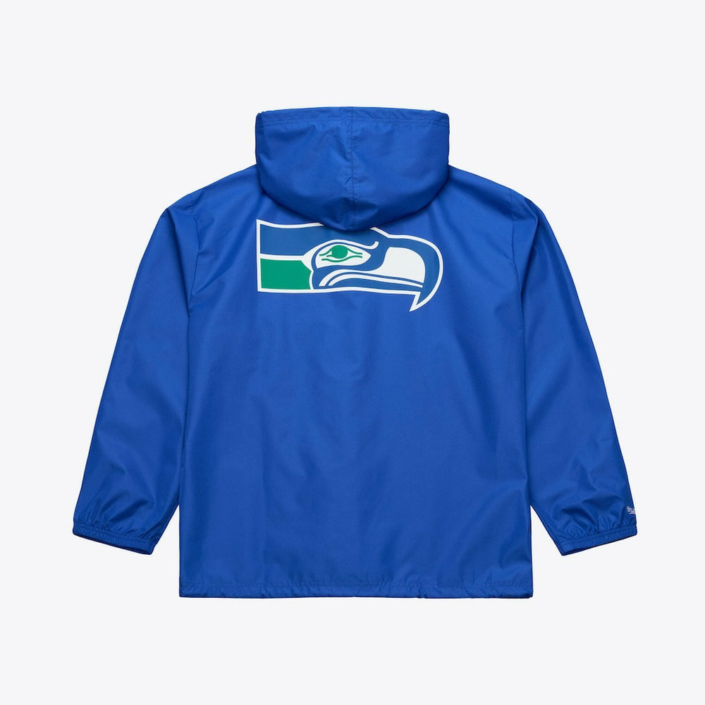 Seattle Seahawks Coaches Full-Snap Hooded Windbreaker Jacket - Royal - Mitchell & Ness
