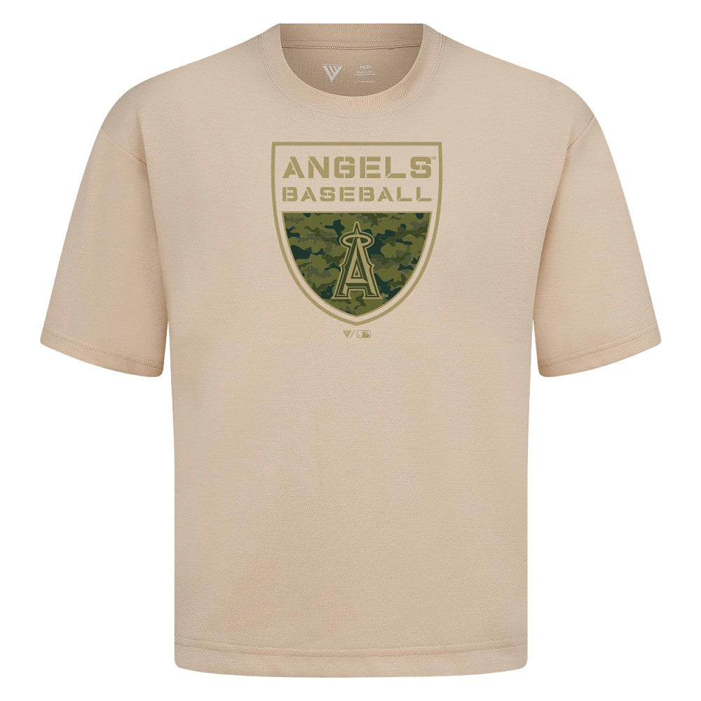 Los Angeles Angels Levelwear Oversized Luxe Signature Knit Buckler T-Shirt Discount