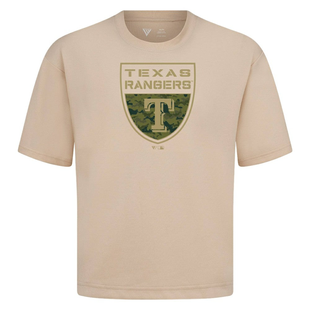 Texas Rangers Levelwear Oversized Luxe Signature Knit Buckler T-Shirt Near Me