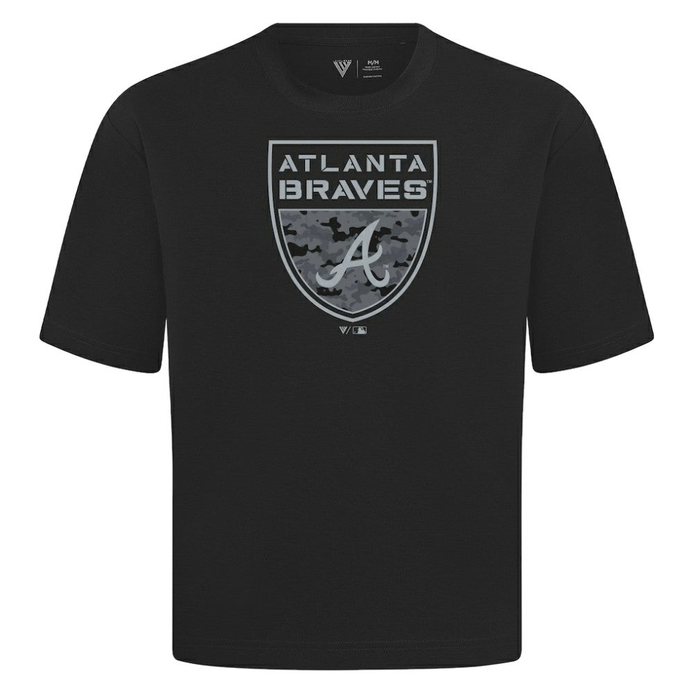 Atlanta Braves Levelwear Oversized Luxe Signature Knit Buckler T-Shirt Discount