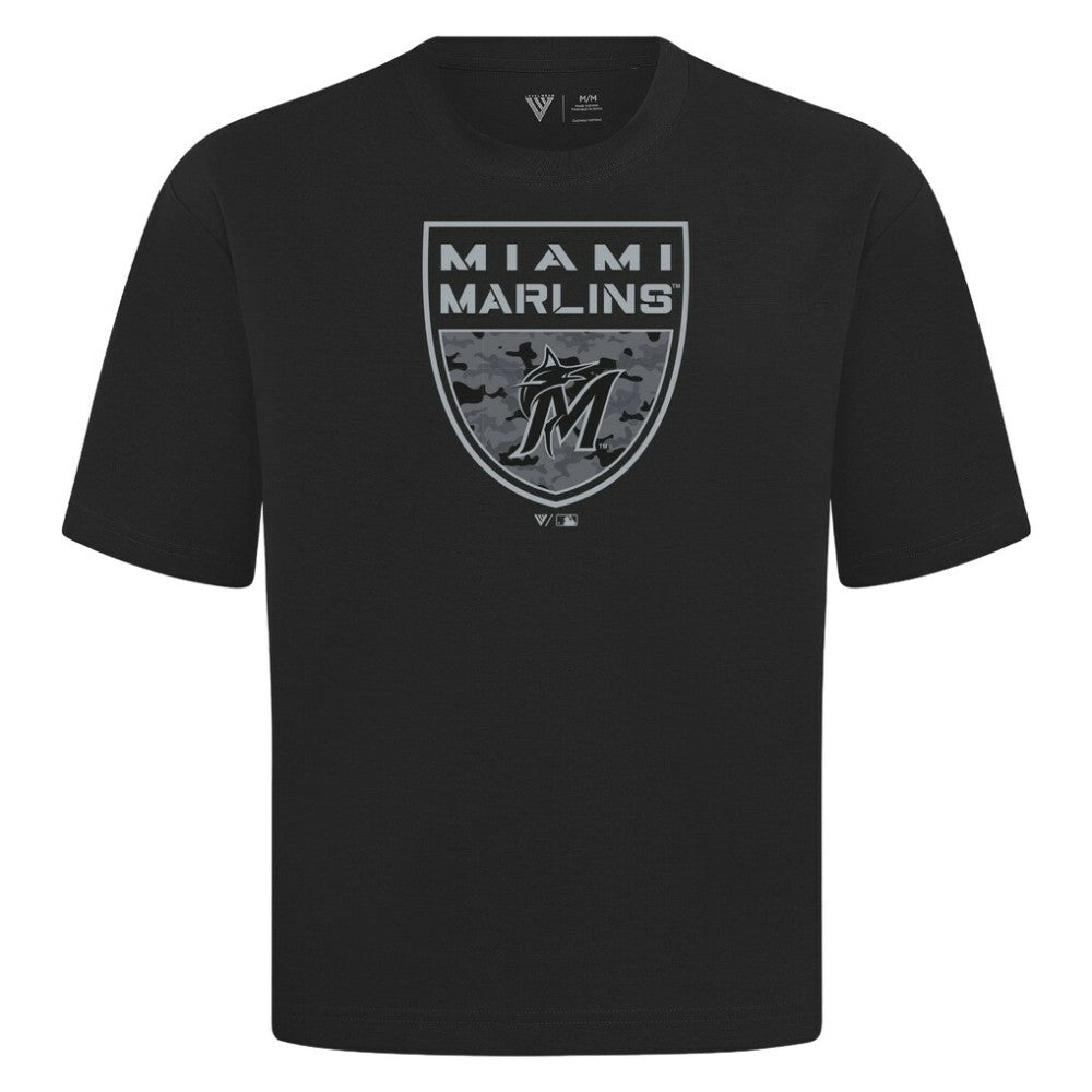 Miami Marlins Levelwear Oversized Luxe Signature Knit Buckler T-Shirt Discount