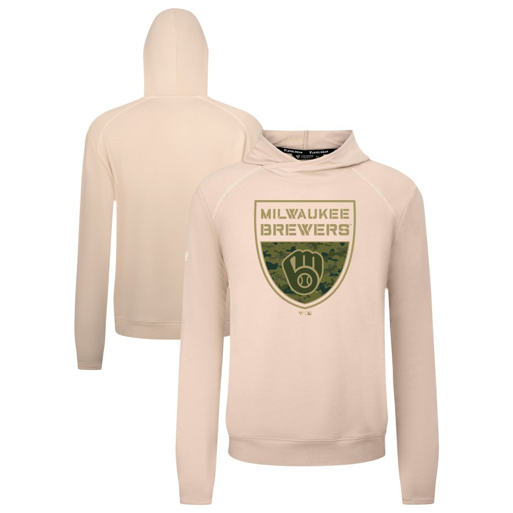 Milwaukee Brewers Levelwear Mandate Buckler Tri-Blend Pullover Hoodie Sale