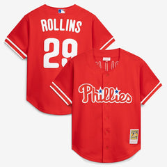 Jimmy Rollins Philadelphia Phillies Mitchell & Ness Cooperstown Mesh Batting Practice Button-Up Jersey Discount