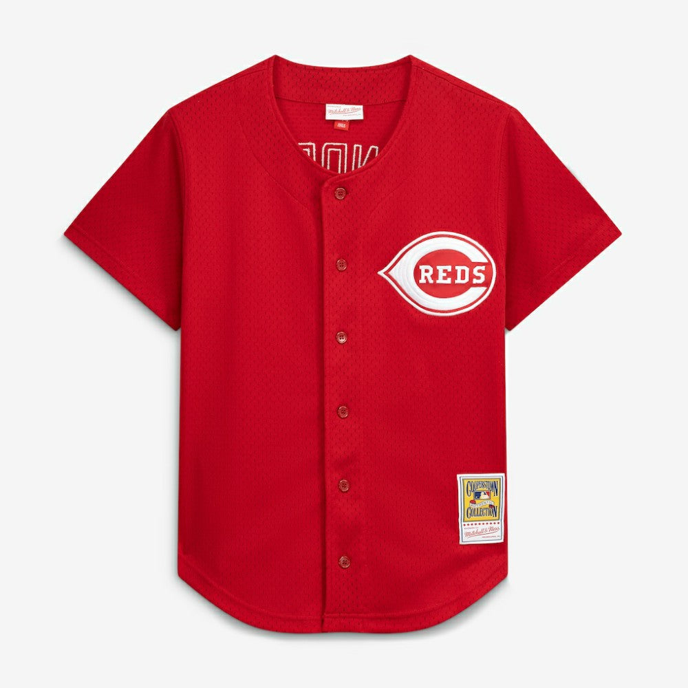 Deion Sanders Cincinnati Reds Mitchell & Ness Cooperstown Mesh Batting Practice Button-Up Jersey Sale