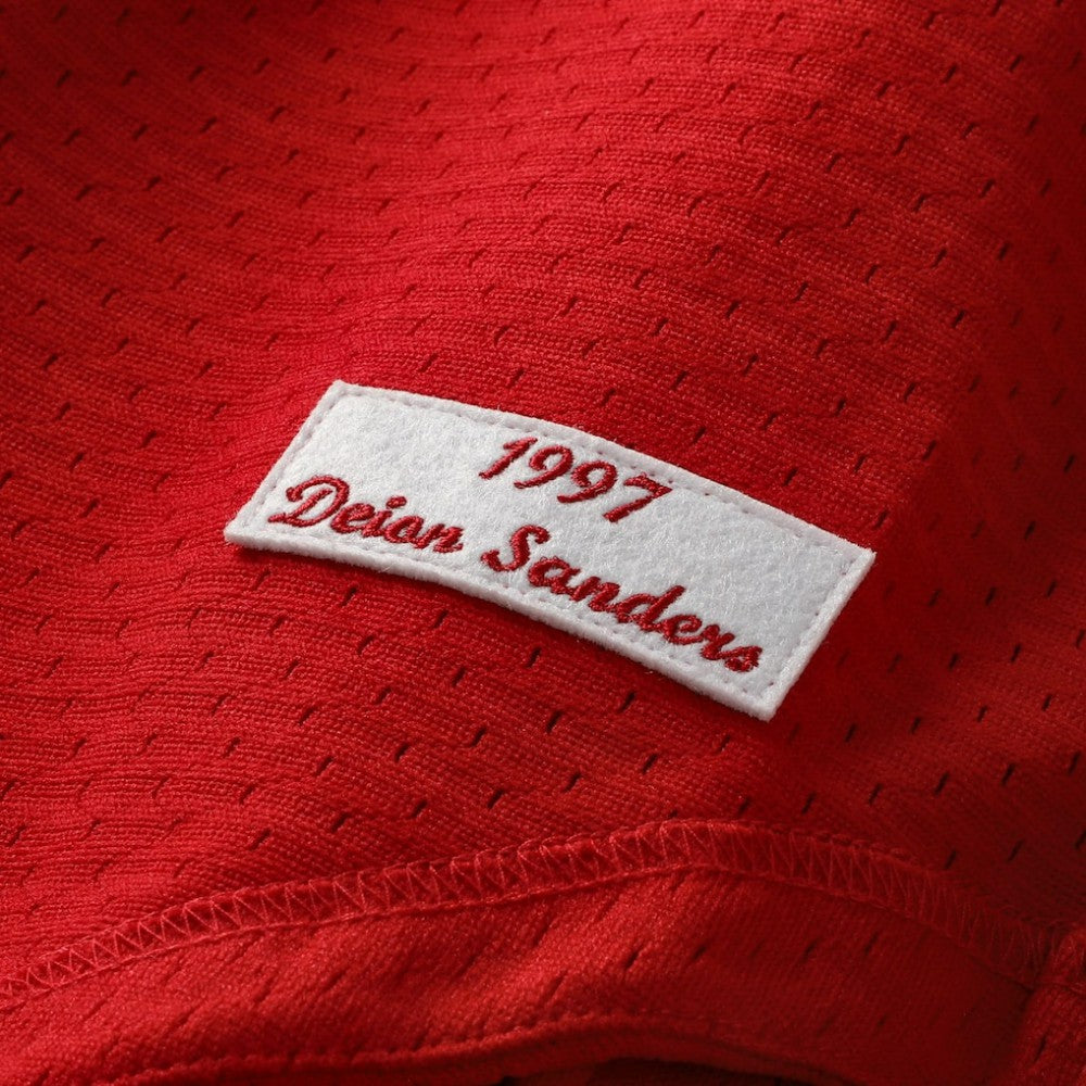 Deion Sanders Cincinnati Reds Mitchell & Ness Cooperstown Mesh Batting Practice Button-Up Jersey Sale