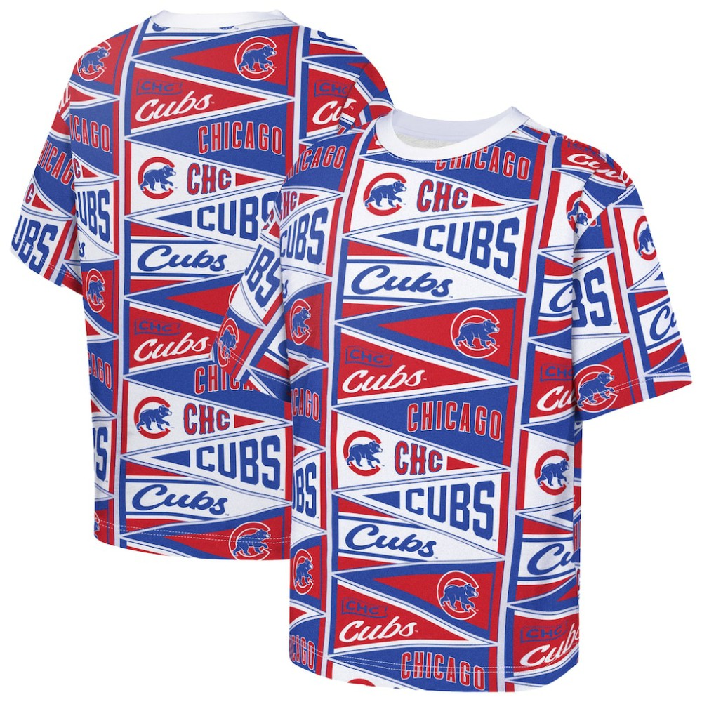 Chicago Cubs Outerstuff Youth All-Over Pennant T-Shirt Sale