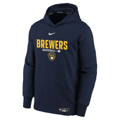 Milwaukee Brewers Nike Youth Authentic Collection Therma-FIT Hoodie Outlet