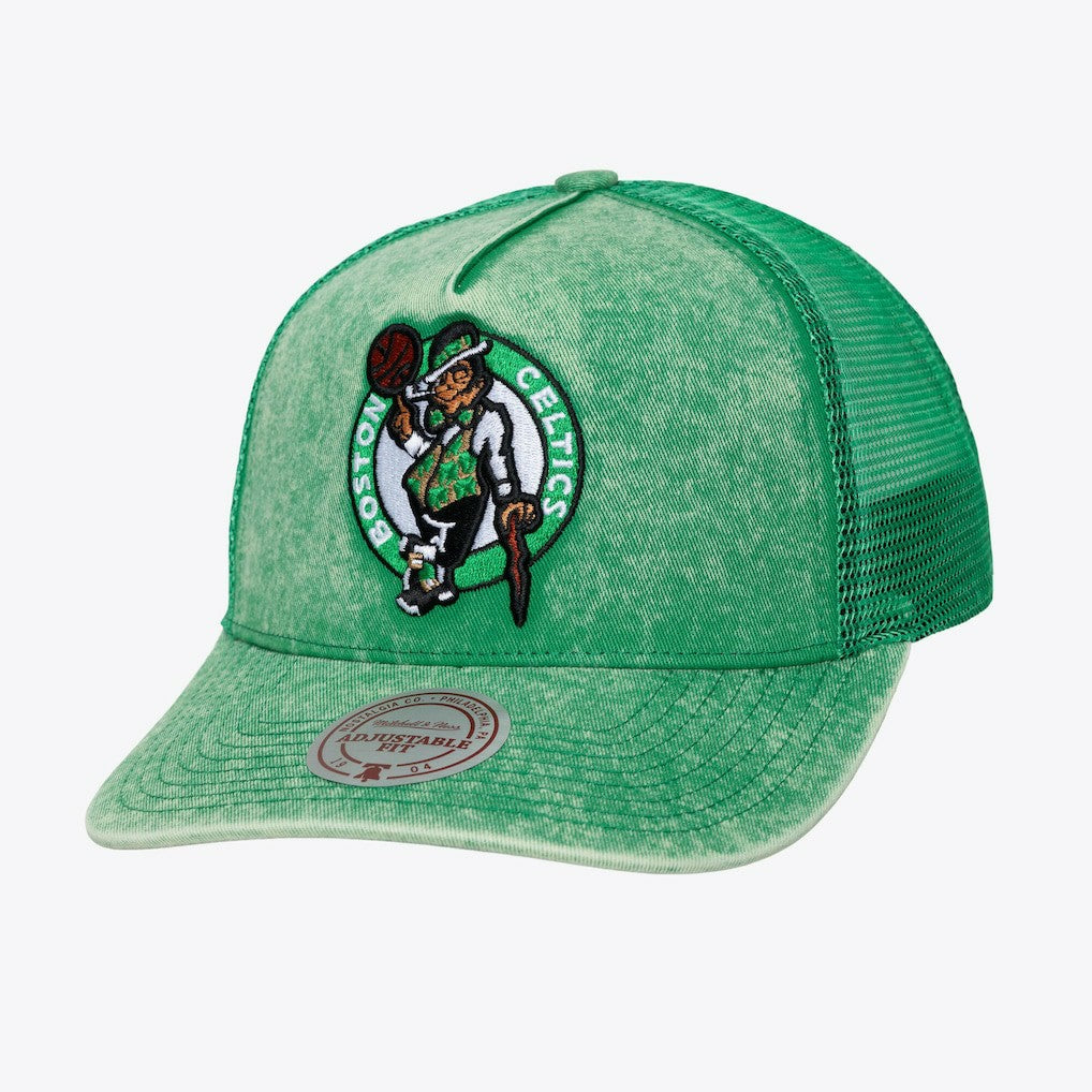 Mitchell & Ness Boston Celtics Gameday Snow Wash Adjustable Trucker Hat Kelly Green