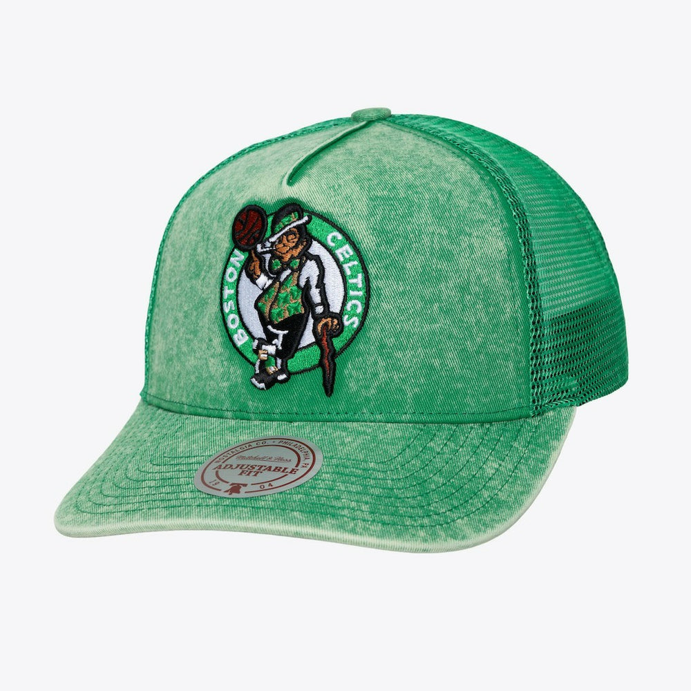 Mitchell & Ness Boston Celtics Gameday Snow Wash Adjustable Trucker Hat Kelly Green