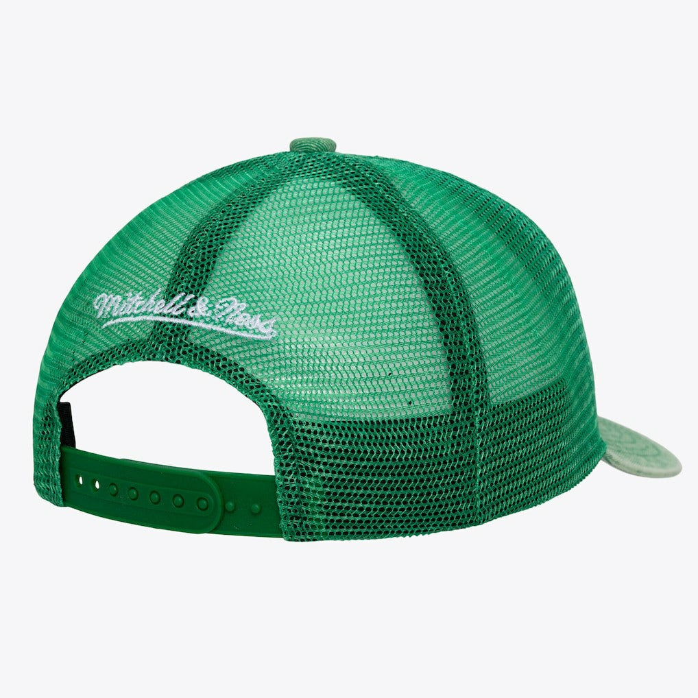 Mitchell & Ness Boston Celtics Gameday Snow Wash Adjustable Trucker Hat Kelly Green