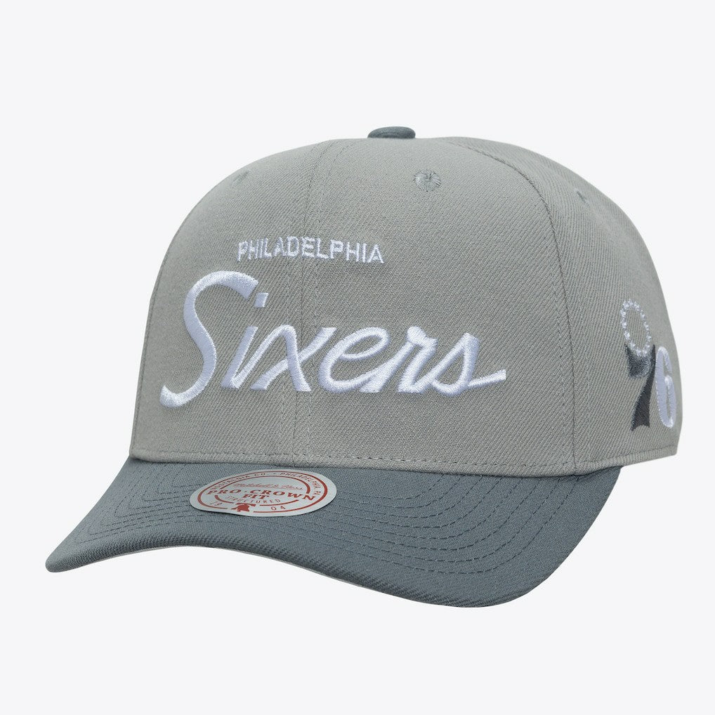 Mitchell & Ness Philadelphia 76ers Thunderstorm Head Coach Pro Crown Snapback Hat Gray