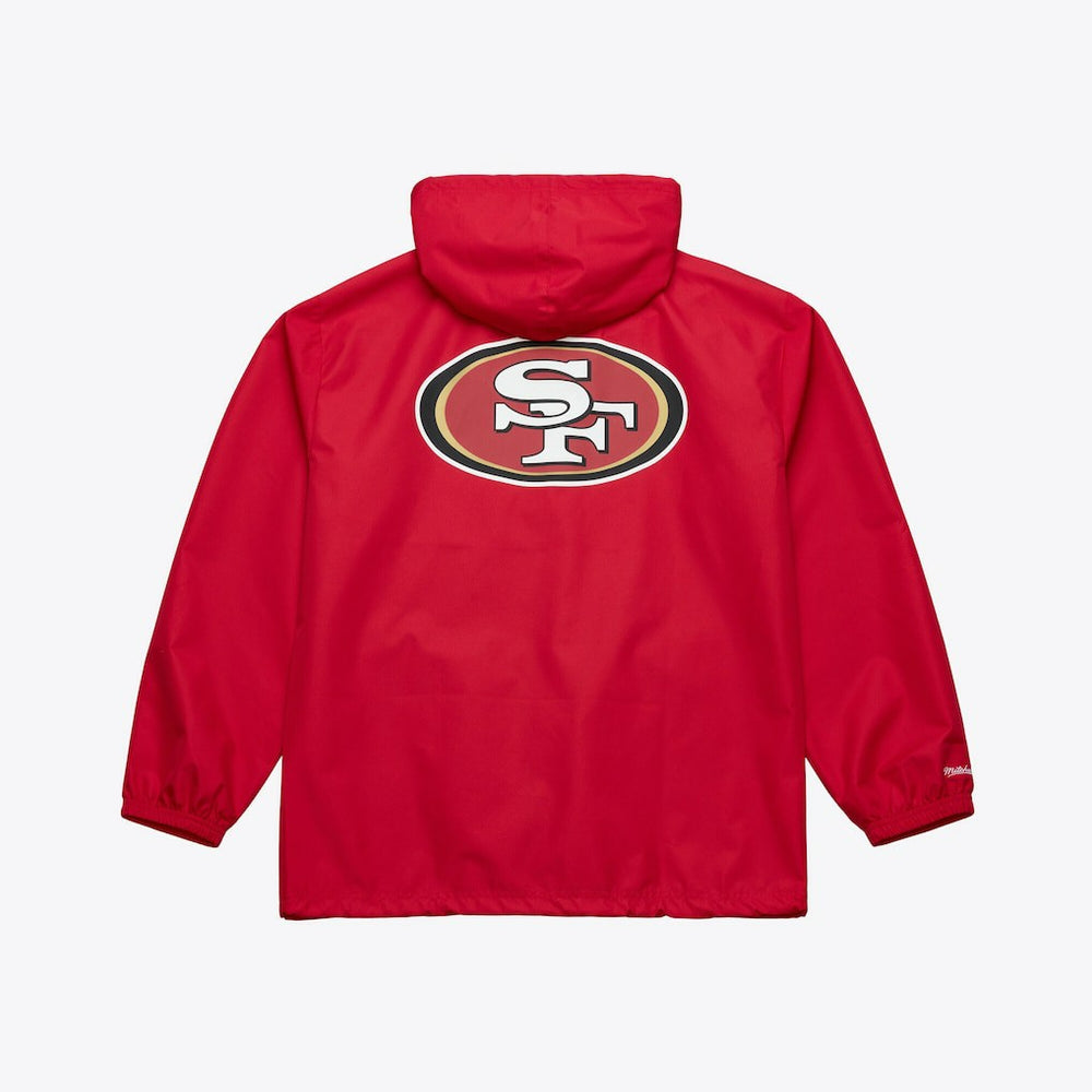 San Francisco 49ers Coaches Full-Snap Hooded Windbreaker Jacket - Scarlet - Mitchell & Ness