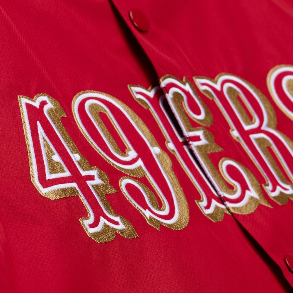 San Francisco 49ers Coaches Full-Snap Hooded Windbreaker Jacket - Scarlet - Mitchell & Ness