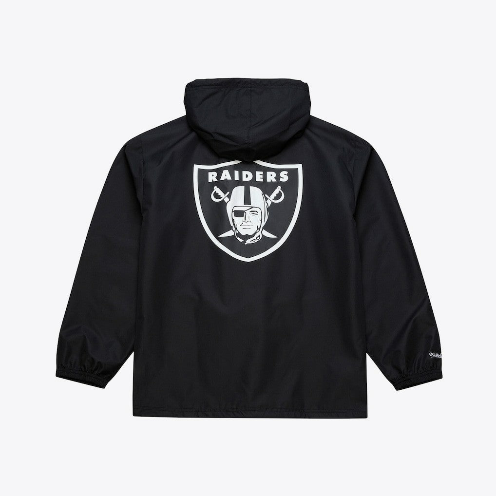 Las Vegas Raiders Coaches Full-Snap Hooded Windbreaker Jacket - Black - Mitchell & Ness