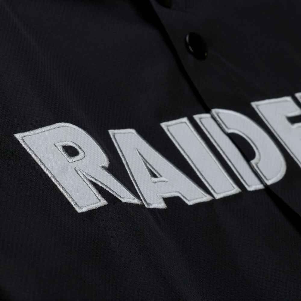 Las Vegas Raiders Coaches Full-Snap Hooded Windbreaker Jacket - Black - Mitchell & Ness
