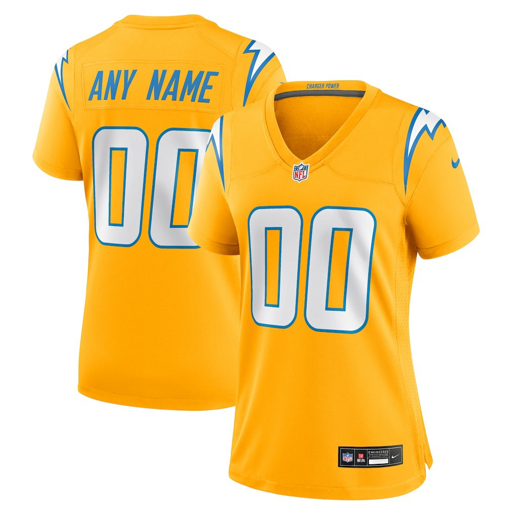 Los Angeles Chargers Women's Alternate Charger Power Game Custom Jersey - Gold - Nike