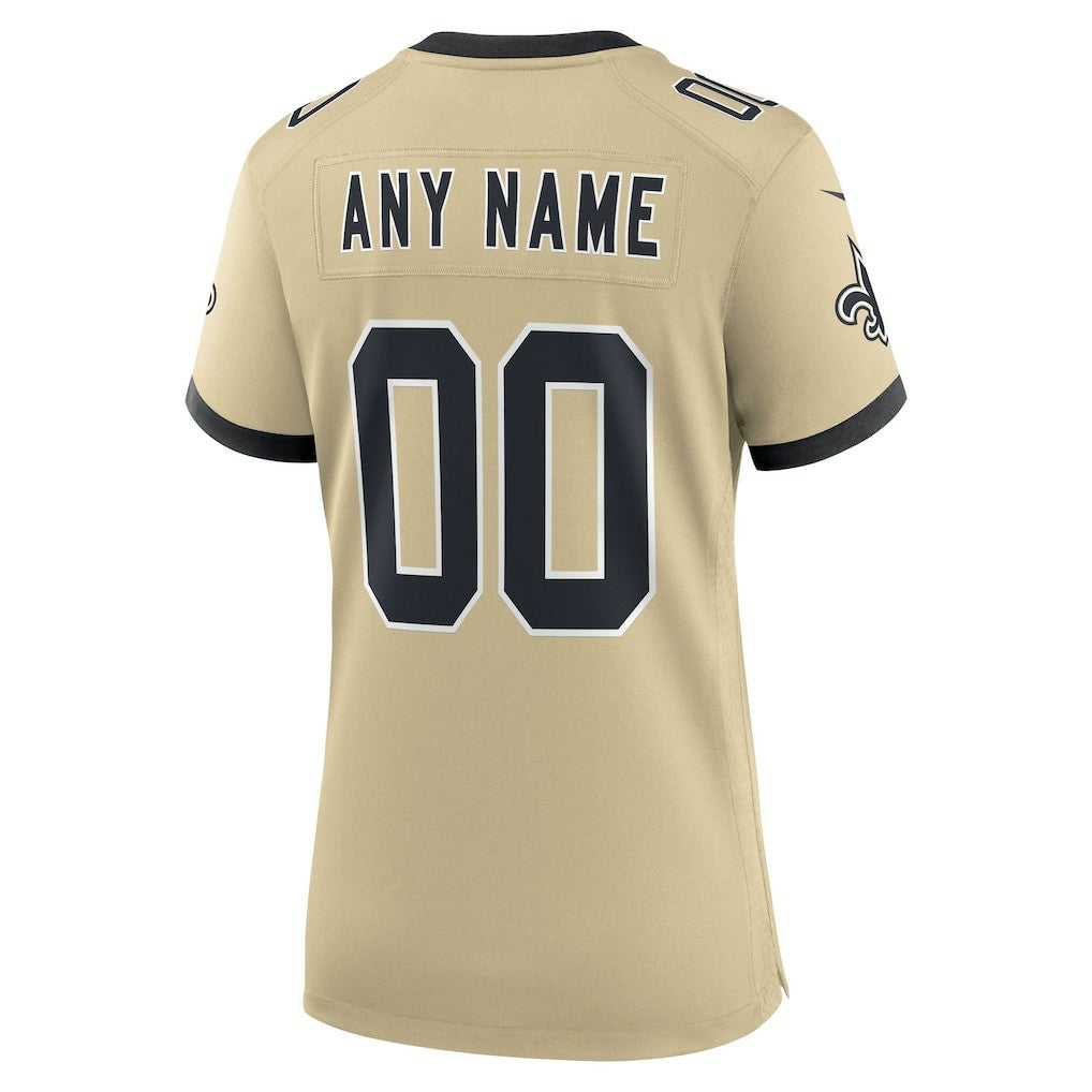 New Orleans Saints Women's Gameday Golds Alternate Custom Game Jersey - Gold - Nike