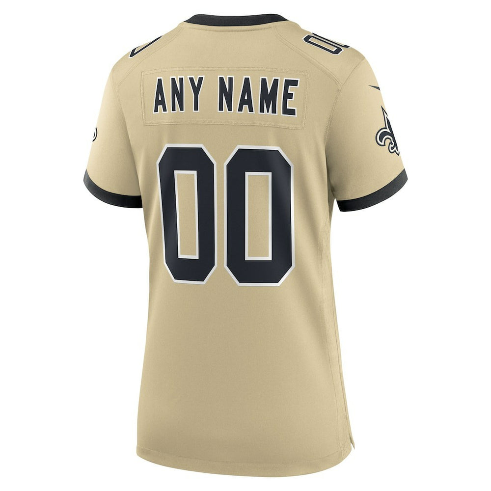 New Orleans Saints Women's Gameday Golds Alternate Custom Game Jersey - Gold - Nike