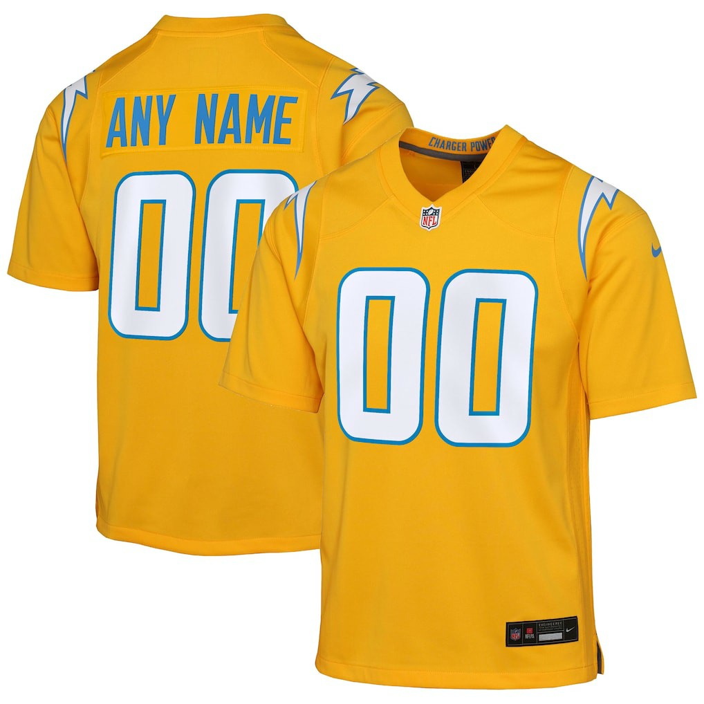 Los Angeles Chargers Youth Alternate Charger Power Game Custom Jersey - Gold - Nike