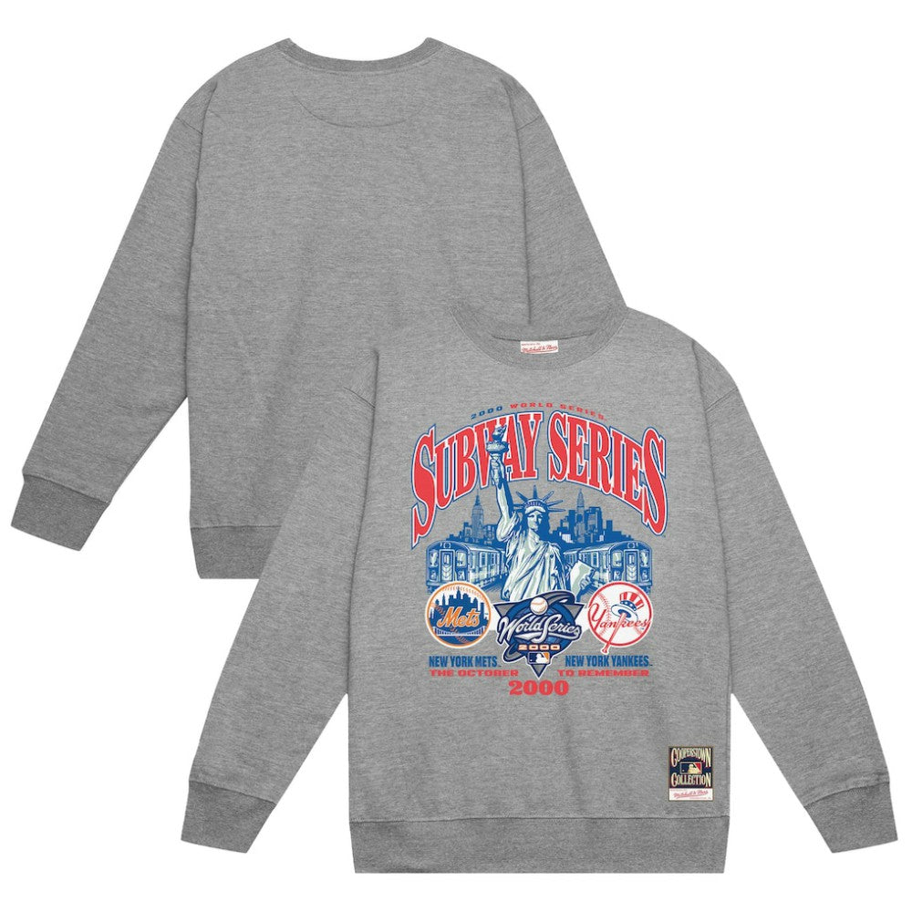 New York Yankees vs. New York Mets Mitchell & Ness 2000 World Series Pullover Sweatshirt Discount
