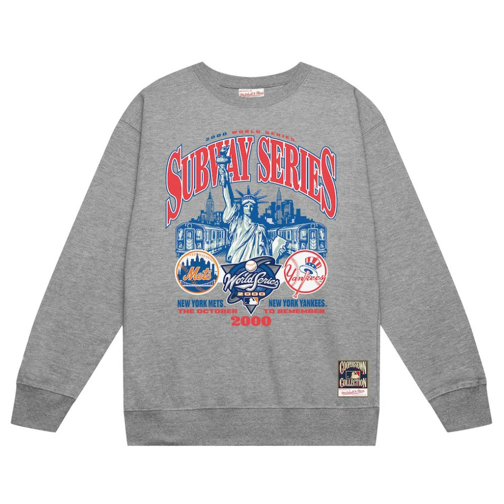 New York Yankees vs. New York Mets Mitchell & Ness 2000 World Series Pullover Sweatshirt Discount