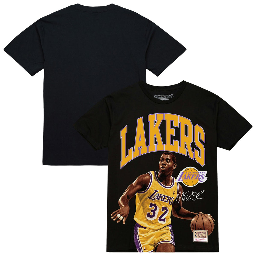 Mitchell & Ness Magic Johnson Los Angeles Lakers Hardwood Classics Player Arch T-Shirt Black