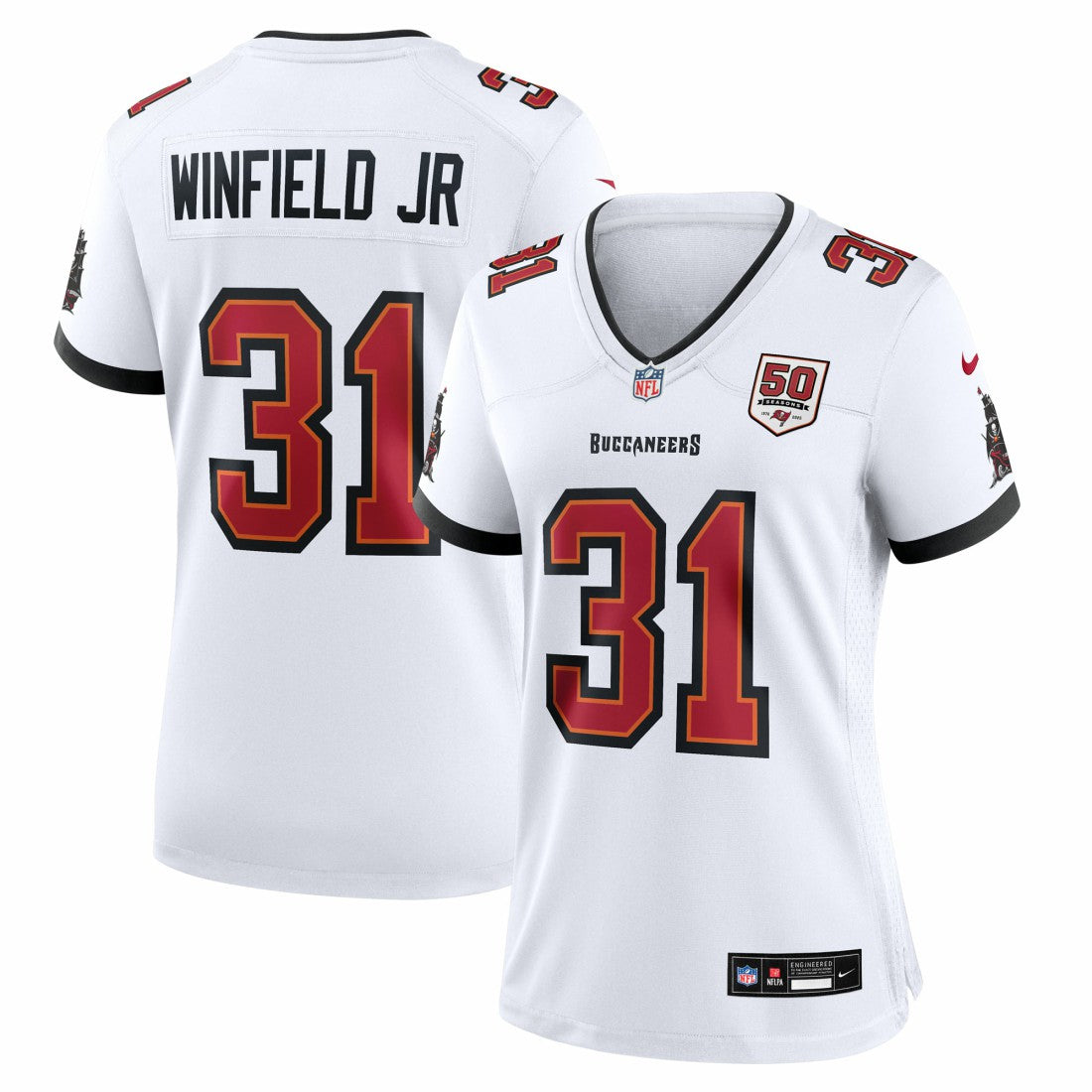 Antoine Winfield Jr. Tampa Bay Buccaneers Women's 50th Season Patch Game Jersey - White - Nike