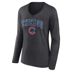 Chicago Cubs Women's Team Lockup Long Sleeve V-Neck T-Shirt Outlet