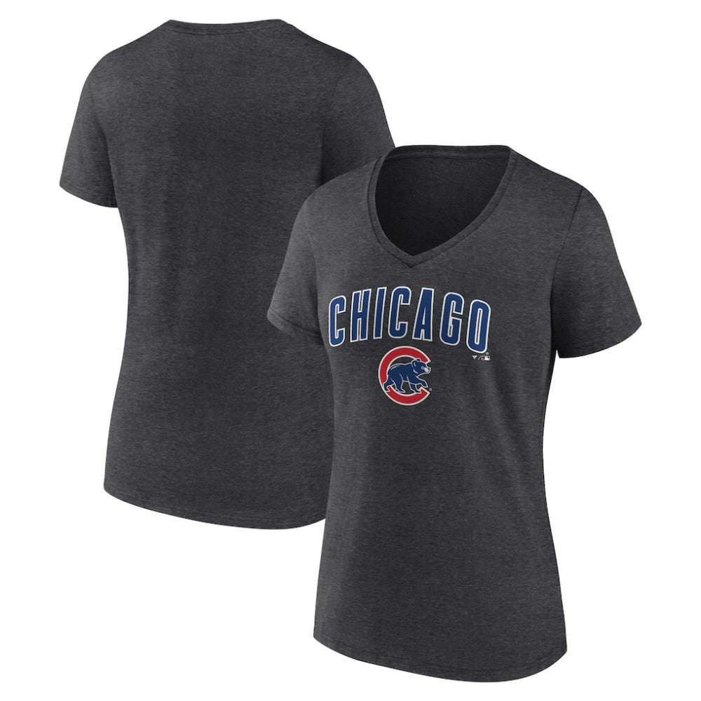 Chicago Cubs Women's Team Lockup V-Neck T-Shirt for sale
