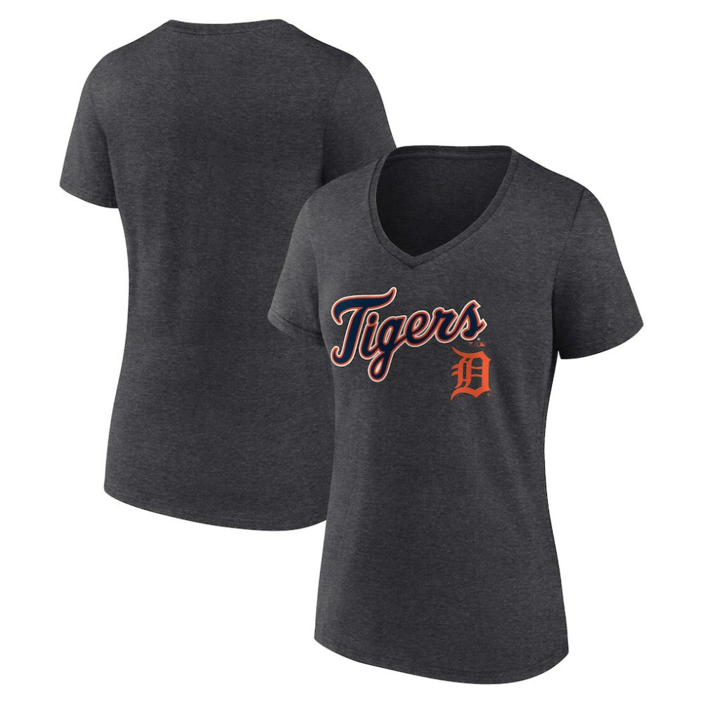 Detroit Tigers Women's Team Lockup V-Neck T-Shirt Discount