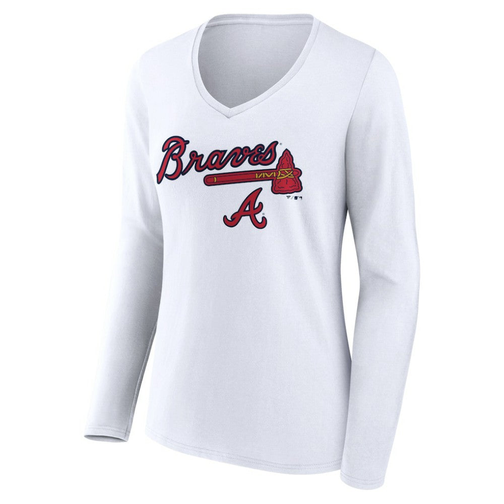 Atlanta Braves Women's Team Lockup Long Sleeve V-Neck T-Shirt for sale